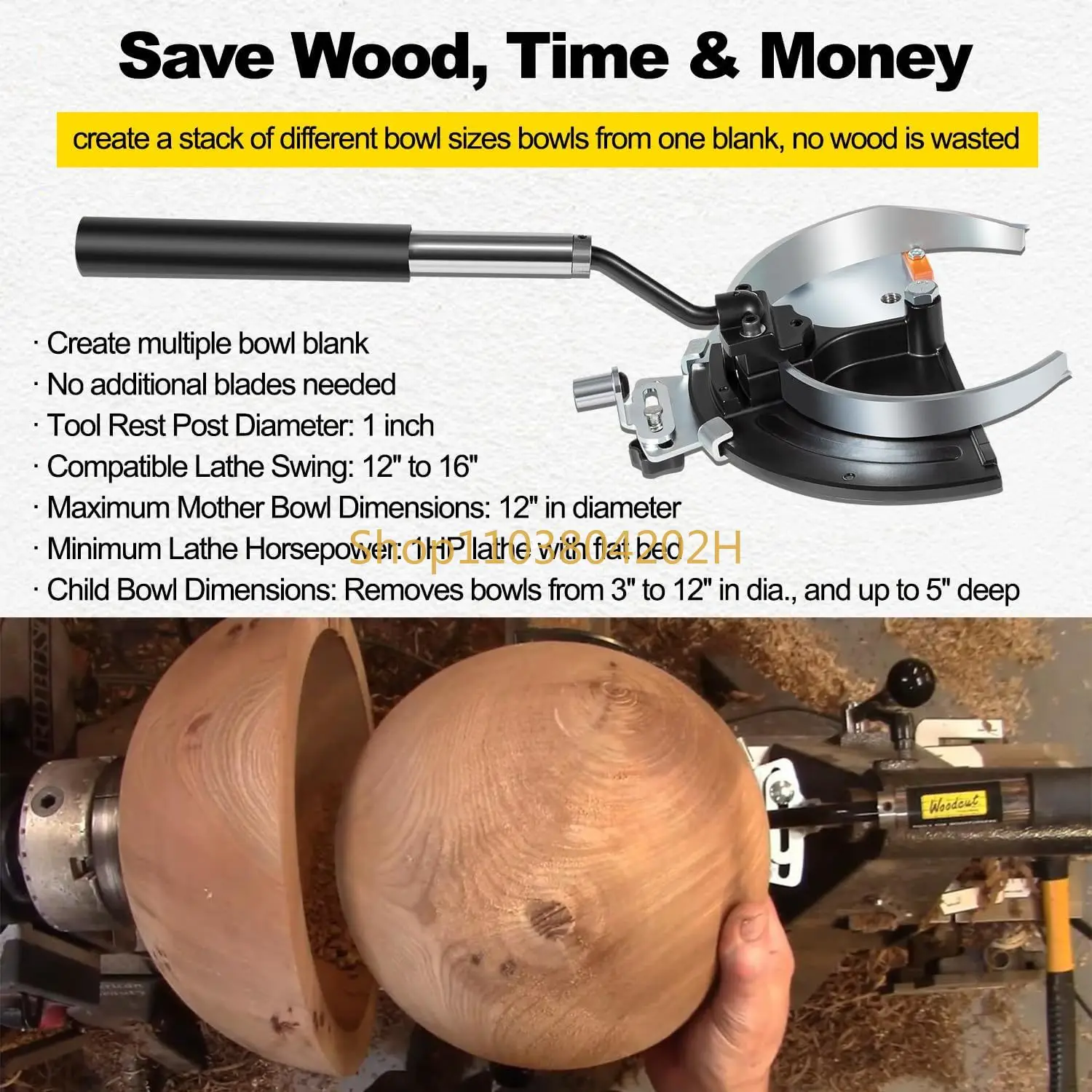 MX Replacement for Woodcut Bowlsaver Complete System with Two Blades for Coring Bowl Blanks 3