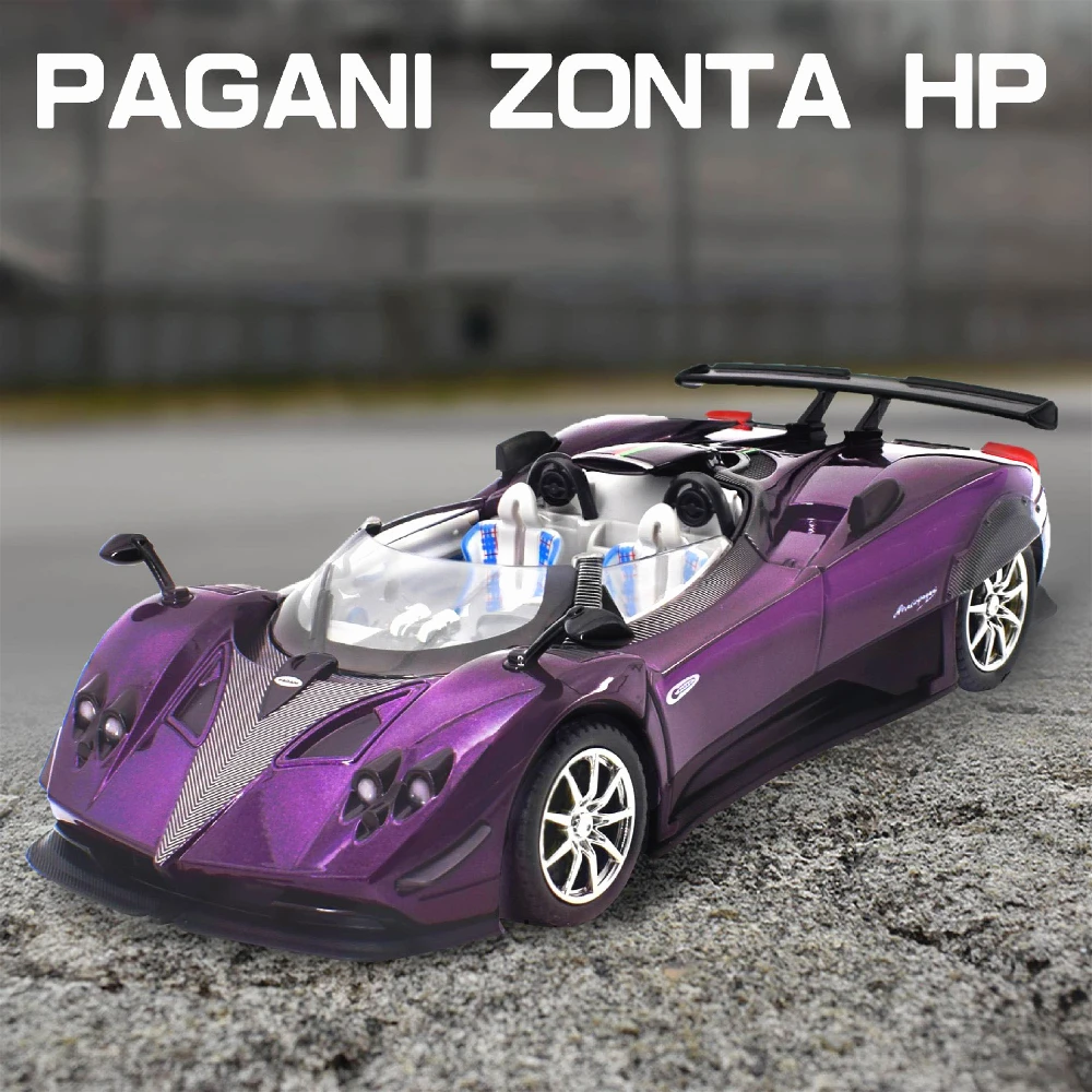 1:24 Pagani Zonta Hp Sports Car Model Toy Diecast Metal Shock Absorption Convertible Supercar Miniature Models Sound Light Gifts