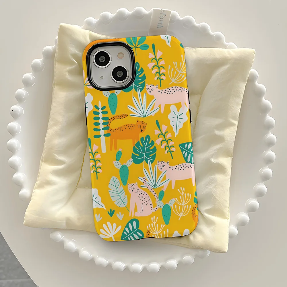 حافظة هاتف توضيحية على الطراز البوهيمي لهاتف Apple iPhone 13 pro بطبقة مزدوجة متوافقة مع iPhone 16pm - غطاء هاتف فني