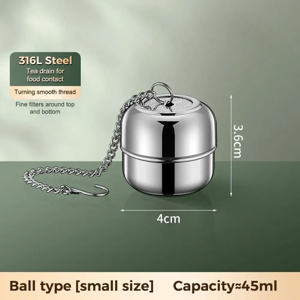 New Stainless Steel Tea Infuser Sphere Shape Sealed Threaded Lid Tea Strainer With Chain Fine Mesh Tea Filter Teaware