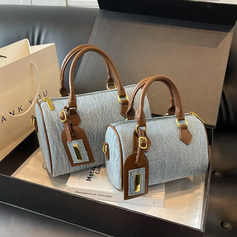 Bolso de almohada de mezclilla Bolso de moda retro Bolso de mensajero de hombro versátil informal para ir al trabajo