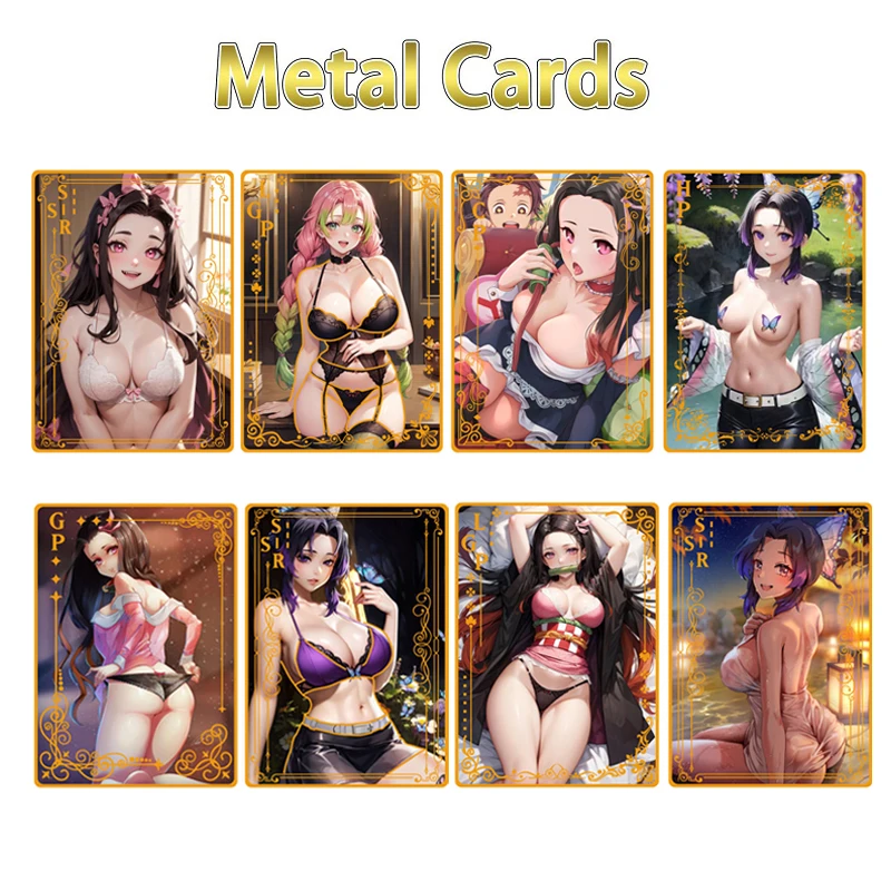 2024 New Demon Slayer Metal Card Nezuko Mitsuri Rias Yae Miko Makima Albedo Card Genshin Impact Goddess Story For Chrismas Gift