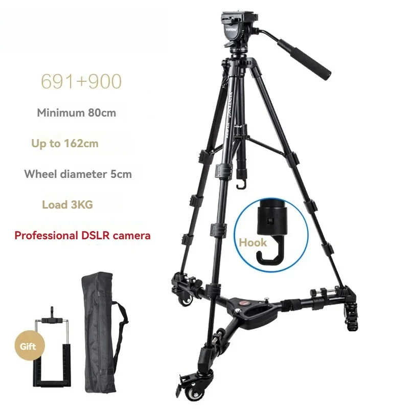 Portable universal tripod dolly with wheels, Tripod caster wheels for video shooting and photography