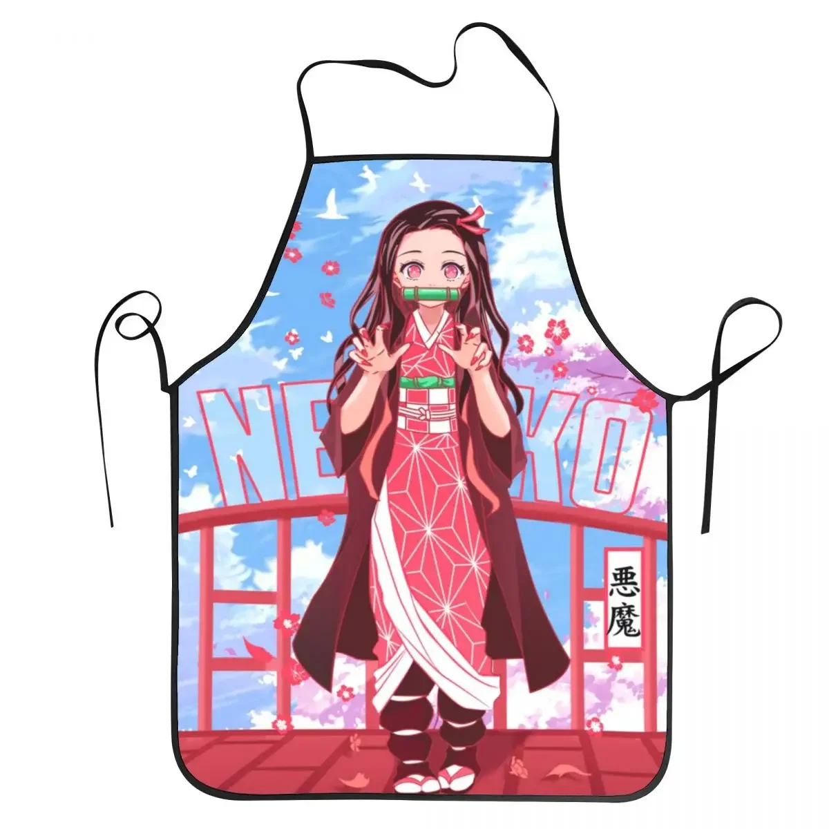 Unisex Nezuko Kamado Demon Slayer Apron Kitchen Chef Cooking Baking Bib Women Men Kimetsu No Yaiba Tablier Cuisine for Painting