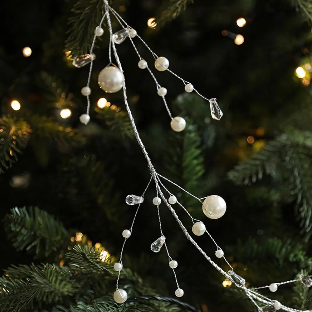 

Clear Christmas Tree Beads Chain Plastic Artificial Fishing Line Pearls Chain Elegant Glitter Merry Christmas Decoration