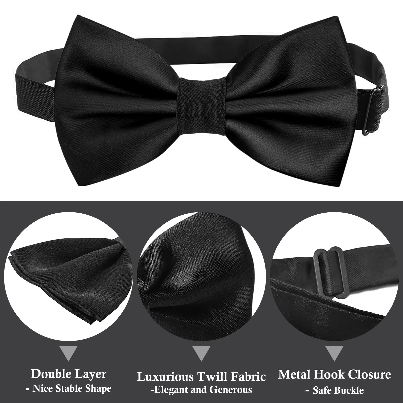 Man Bowknot Tie Solid Festival Anniversary Wedding Double-layer Bowtie