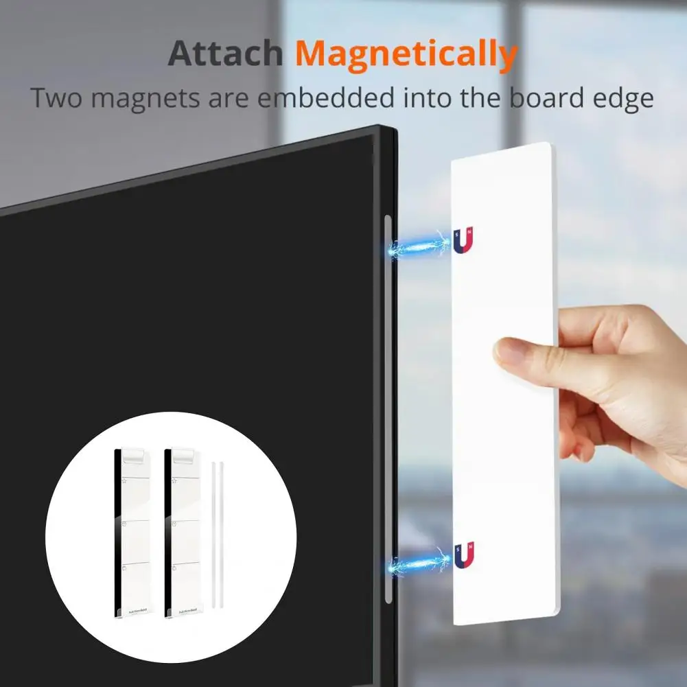Notas Adhesivas magnéticas para Monitor de ordenador, pizarra blanca con tiras de Metal autoadhesivas, 2 paquetes, escritorio para computadora