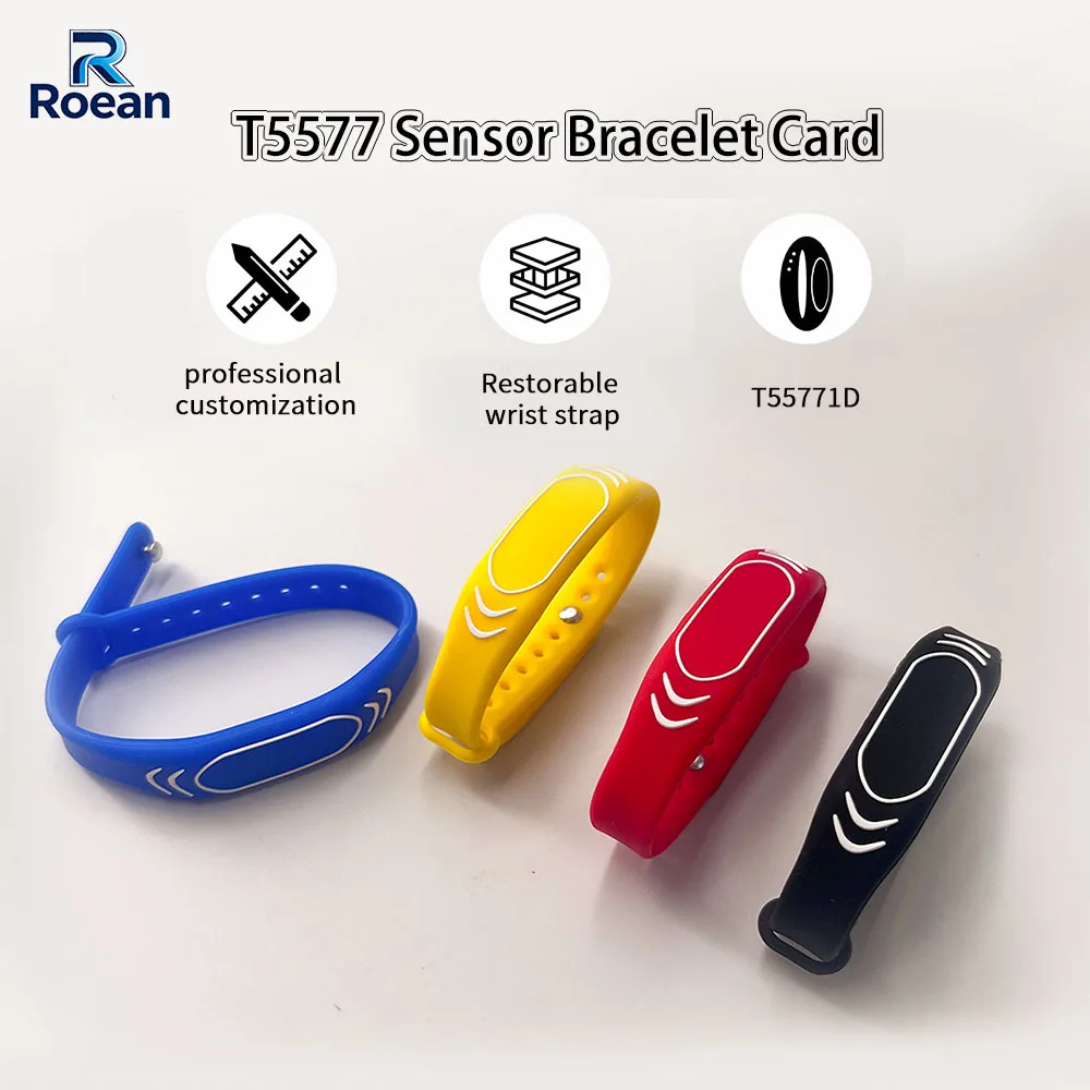 1Pcs 125KHz T5577 Rewritable RFID Silicone Wristband ID Adjustable Waterproof Bracelet Proximity Token for Access Control