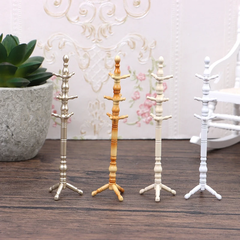 1:12 Dollhouse Miniature Coat Furniture Mini Rack Hanger Hat Bag Clothes Display Stand Doll House Furniture Multi Hooks Hanging