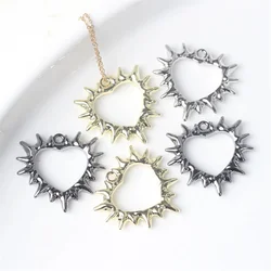 10pcs Handmade Love Heart Shape Pendants Golden Color Hollow Alloy Pendant Charms Diy Necklace Earrings Jewelry Making Findings