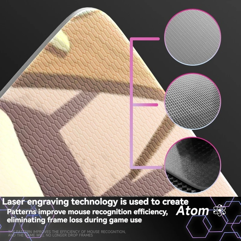 ATOM Photovoltaic Glass Mouse Pads Custom Personalised Laser Engraving Technology Anime Desk Pad PC FPS Esports Gaming Mouse Pad