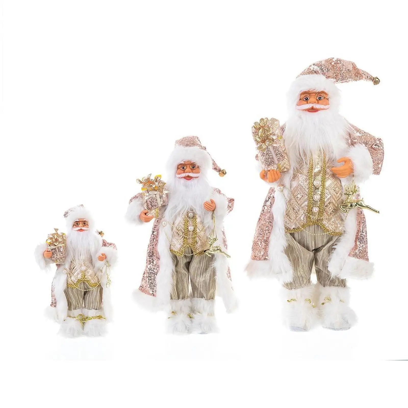 Christmas Doll Standing Toy Hand Crafted Santa Claus Figurine Tabletop Figurine for Xmas Party Decor Office Fireplace Home Table