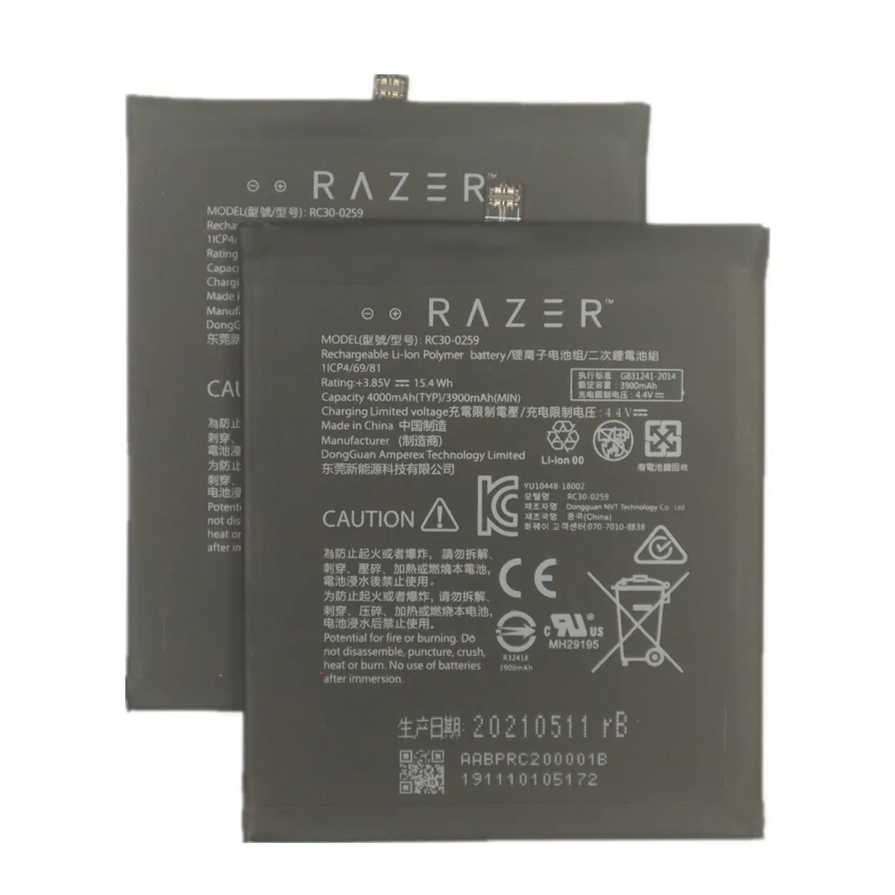 Razer-bateria do telefone móvel para Razer Phone 2, RC30-0259, 4000mAh, baterias do telefone, número de rastreamento, ferramentas, novo, 100% original