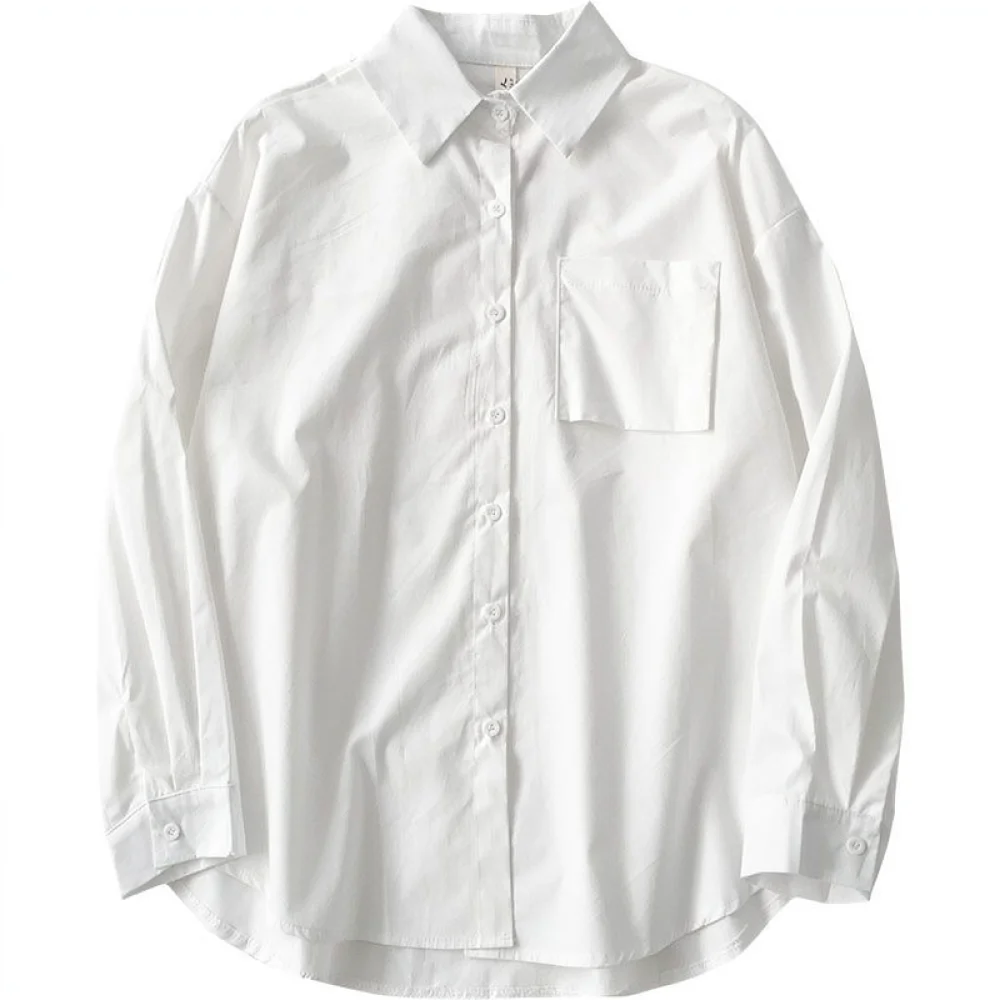 Casual Mens White Shirt Long Sleeve Winter Thermal Brushed Lining Loose Fit Basic Style School Office Daily Top