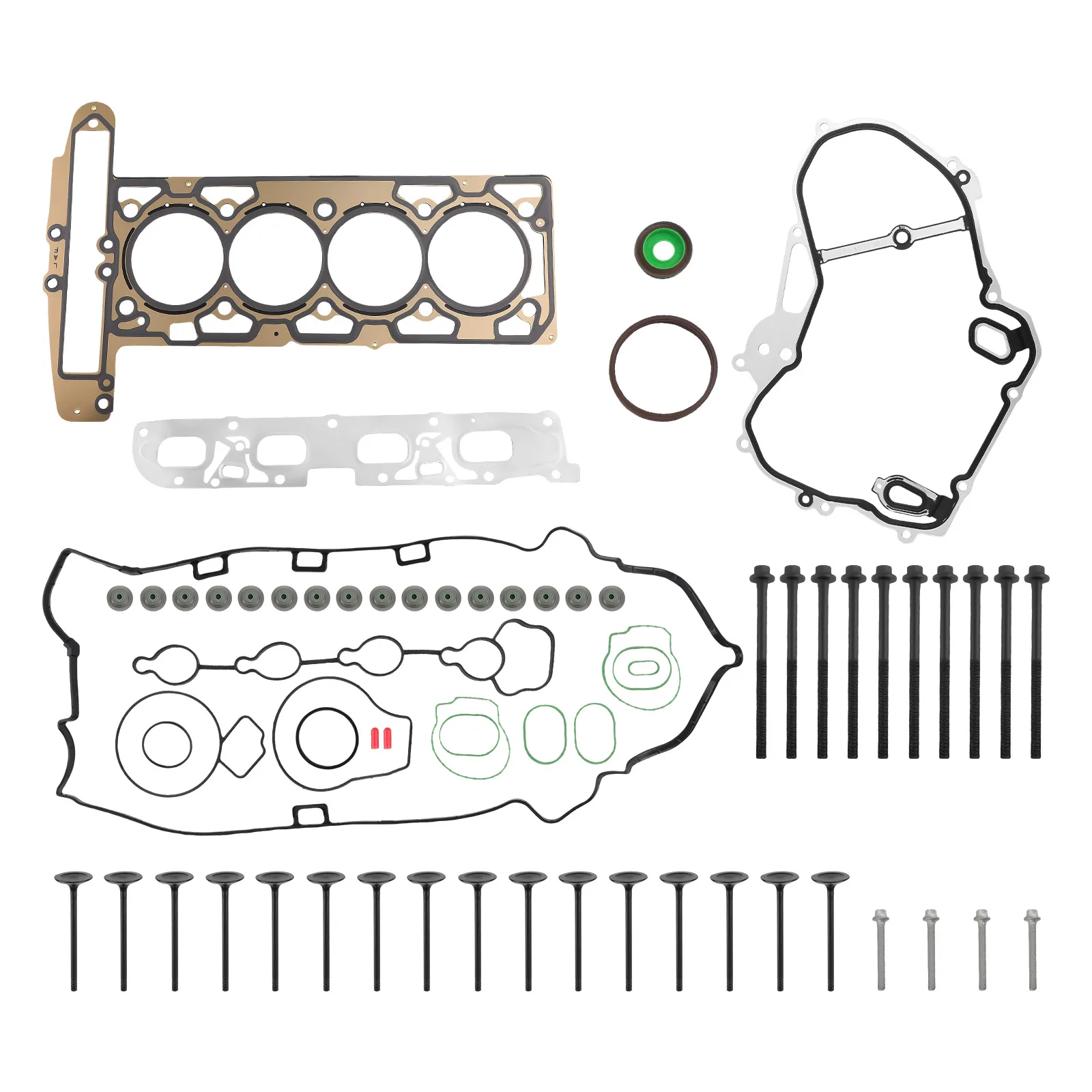 Head Gasket Bolts and Intake Exhaust Valves For Chevrolet Buick GMC 2.4L 2010-2013 12615936 24434464 24454518 HS26517PT ES72196