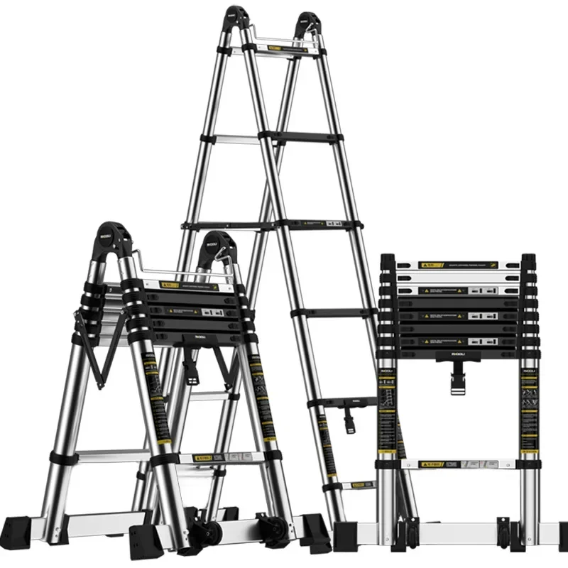 Magnesium multi-force telescopic ladder Stainless steel multi-functional ladder Thickened aluminum alloy herringbone