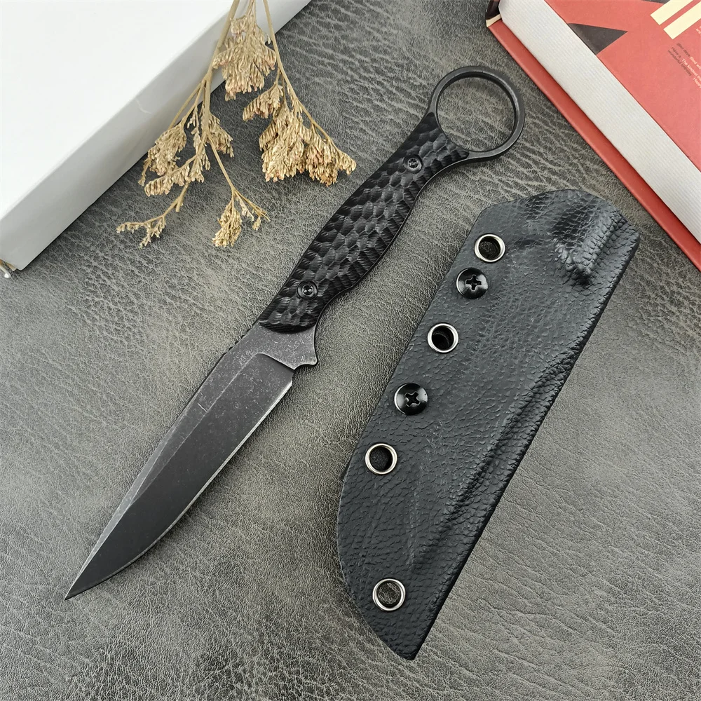 

NEW Tactical Straight Fixed Knife 8Cr13Mov Black Stonewashed Blade G10 Handle with Kydex Sheath Sharp Outdoor Camping EDC Tool