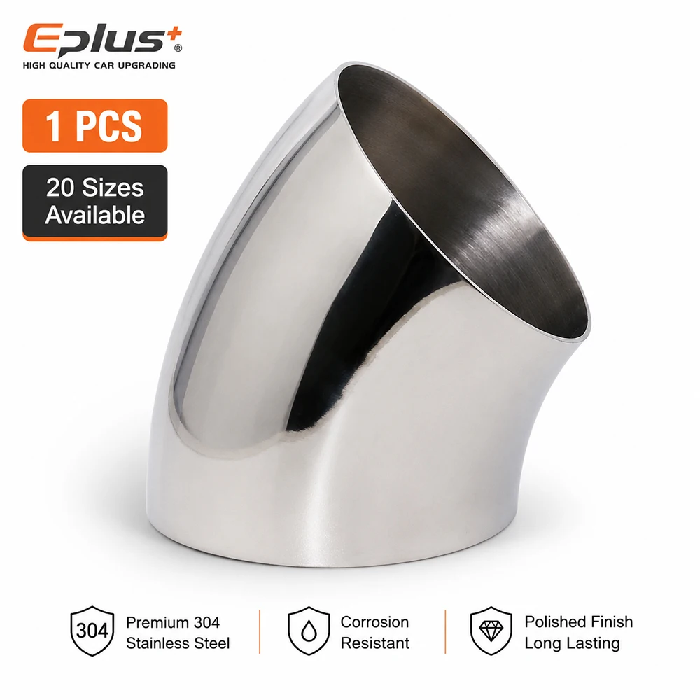 1PCS Universal 304 Stainless Steel 45 Degree Elbow Pipe Polished Weld‑On Pipe Fitting Bend Tube for Car Exhaust Muffler