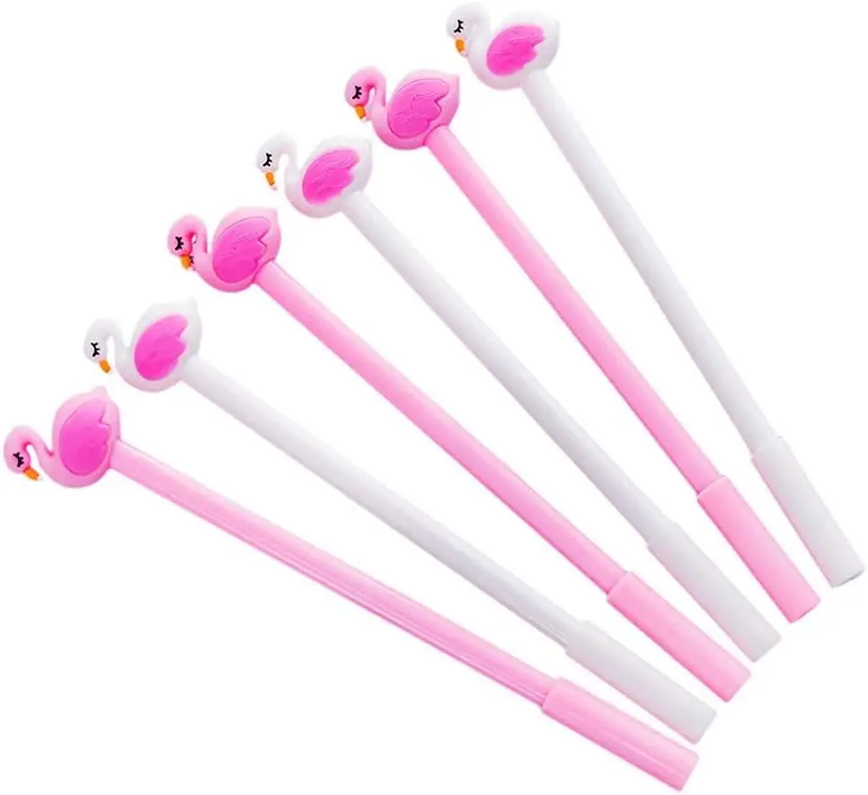 12 Pcs Cute Kawaii Swan Flamingo Gel Ink Pen Writing Tools Ballpoint Black Ink Cute Kids Party Gift Funny School