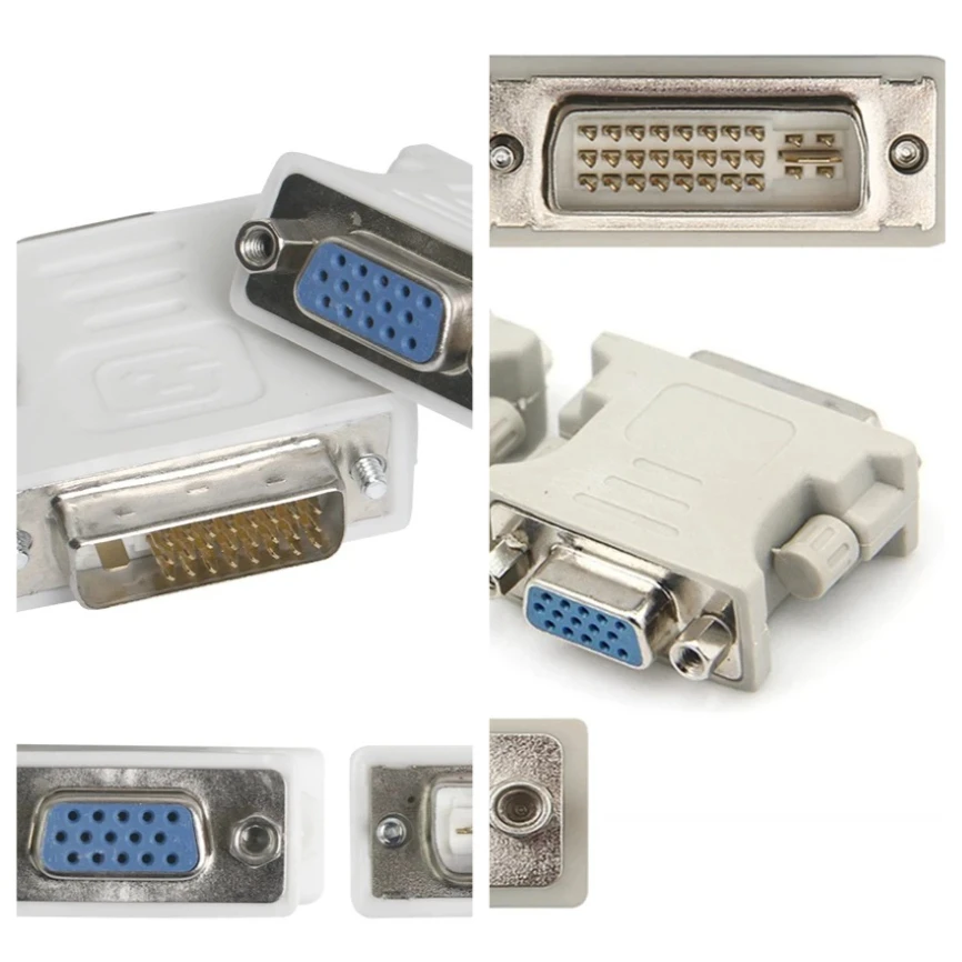 

500 шт. DVI-I 24 + 1 24 + 5-контактный разъем DVI «папа» к VGA «мама», видеоадаптер, конвертер для ПК, ноутбука, 1080P, HDTV-монитор, компьютер