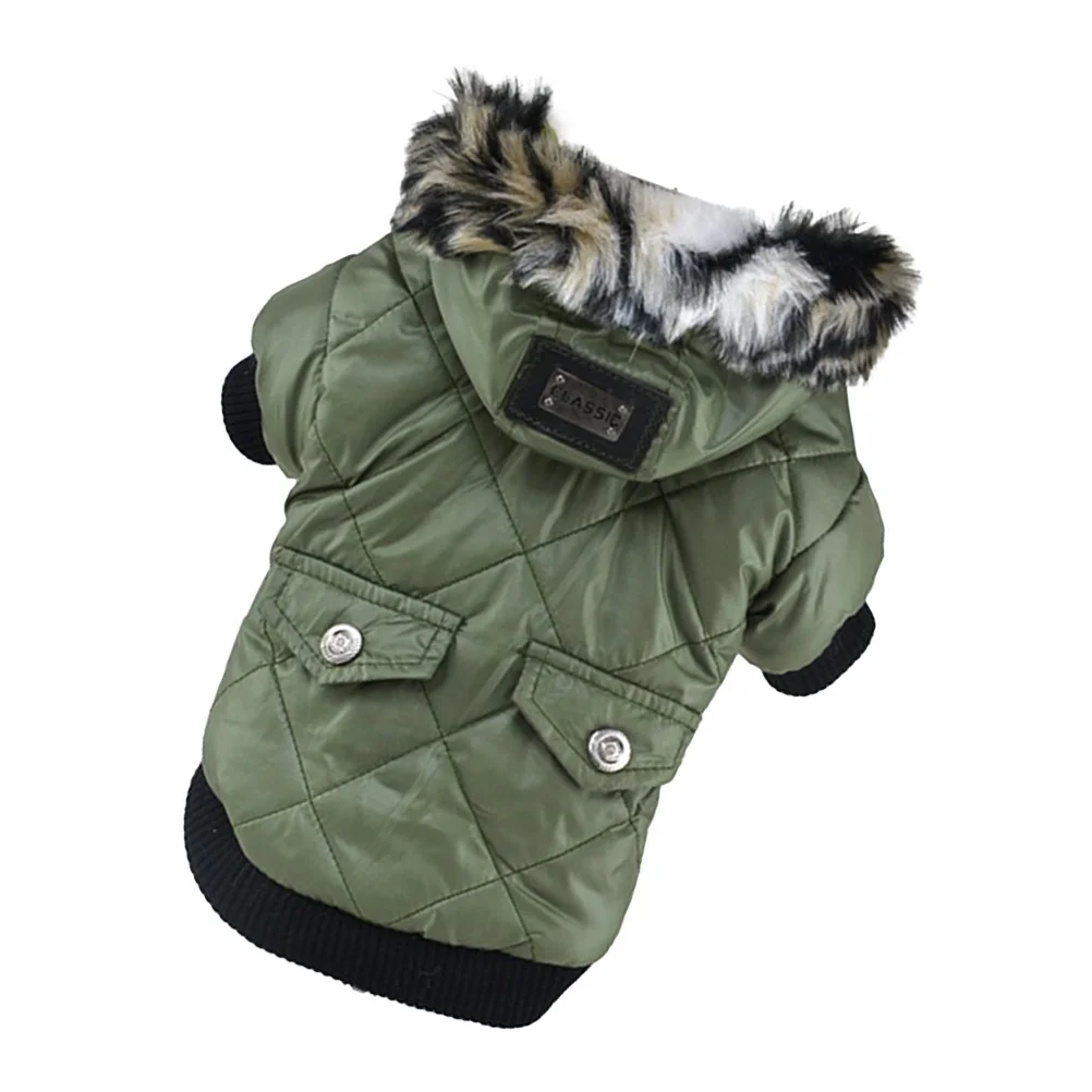 Stylish Pet Winter Clothes Zipper Cold Protection Pet Clothes Coat Pet Costume for Puppy Dog (Green, XS)