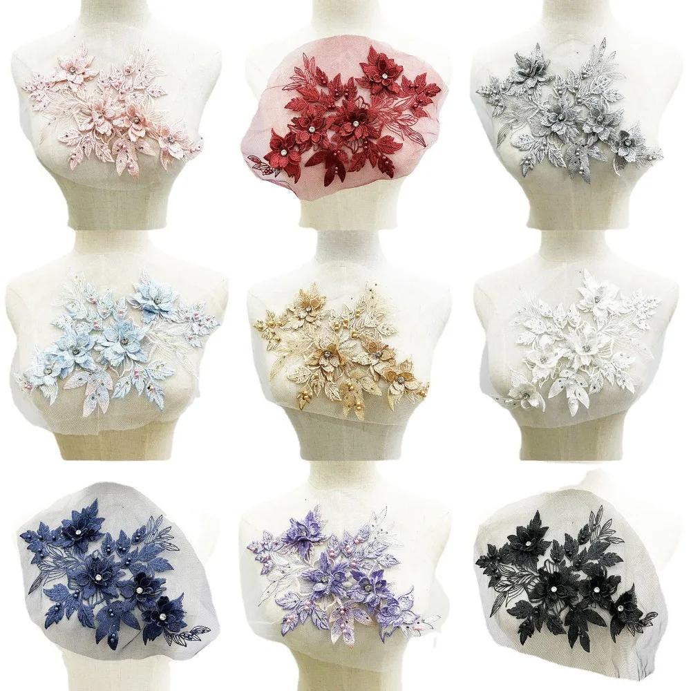 

Sequins Flower 3D Embroidery Patches Handmade DIY Embroidered Floral Patches Clothing Applique Sewing On Patches