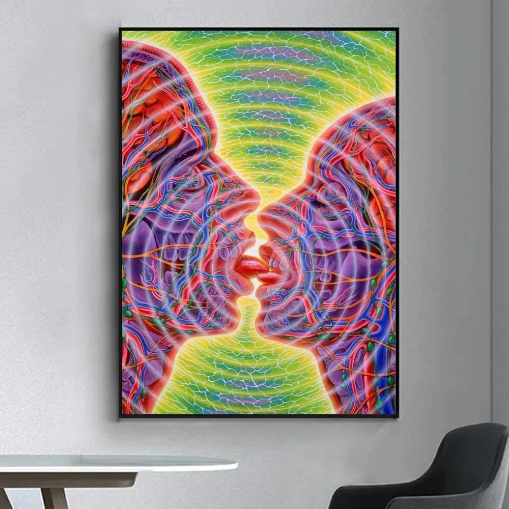 Psychedelic Trippy Tree Poster Fancy Poster Wall Sticker for Living Room Bar Vintage Decorative Painting Middle