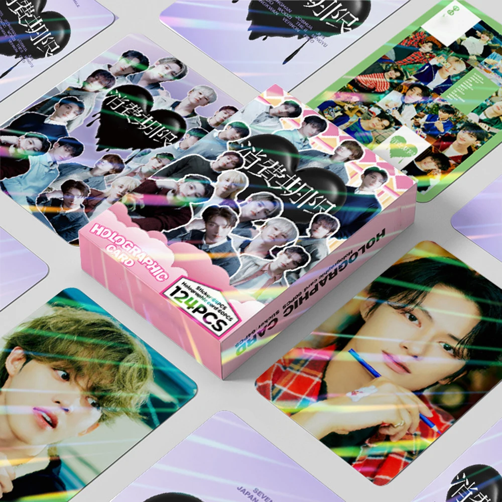 

124Pcs/Set Kpop Jeonghan Joshua DK Shohikigen Album Laser Lomo Cards Stickers Mingyu Dino Selfie Holographic Photocard Fans Gift