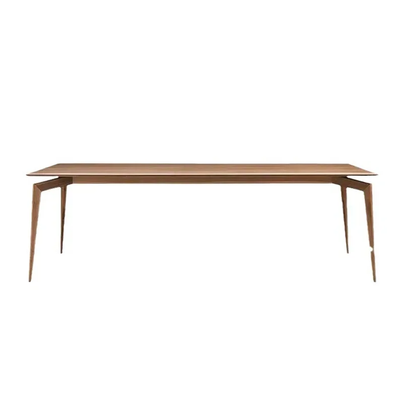 

Nordic all solid wood black walnut dining table rectangular log dining table Italian minimalist conference table workbench