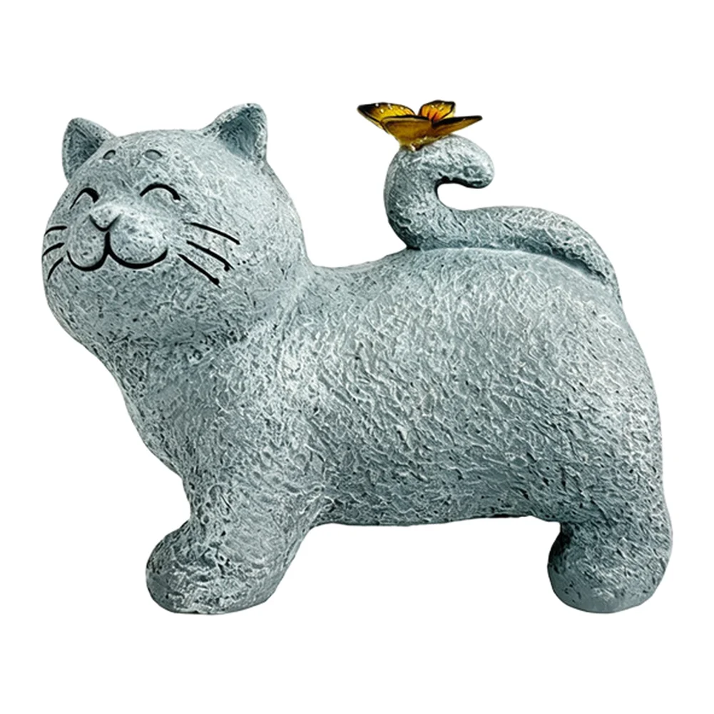 Resin Outdoor for Solar Lamp Shaped as Cat Tail Butterfly Statue for Garden Courtyard Lighting Eco Friendly Day Night Use