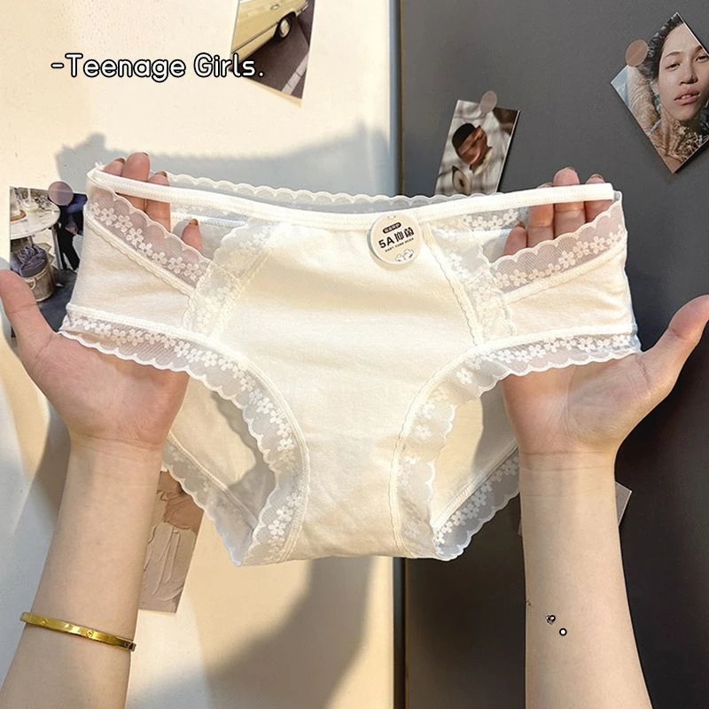 

Sexy Girl Pants Hollow 5A Antibacterial Cotton Lace Underwear Girl Midwaist Shorts Seamless Panties Lift Hip Breathable Briefs