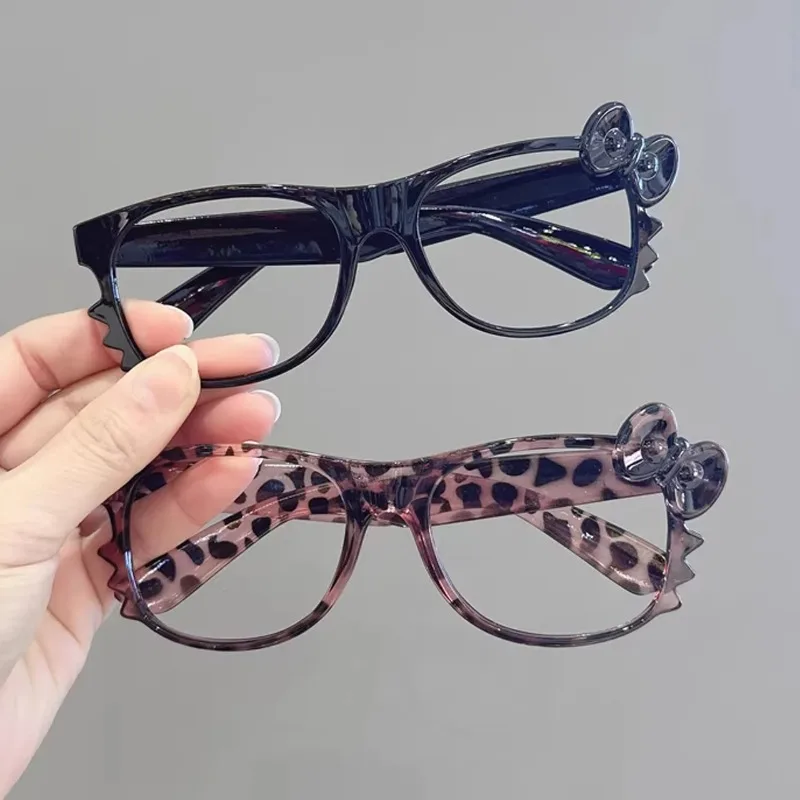 2026 Vintage Leopard Print Cat Ear Eye Frame for Women Kawaii Retro Decorative Spectacles Y2K Fashion Cosplay Festival Party