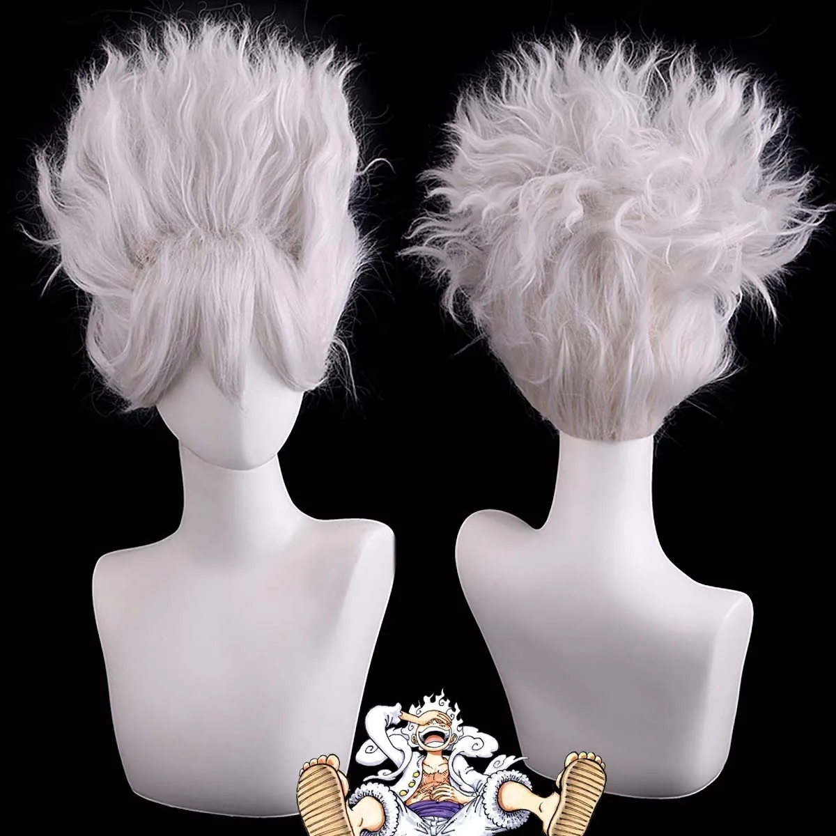 Halloween Cosplay Props Accessory Anime Luffy Cosplay Silver Short Curly Wig