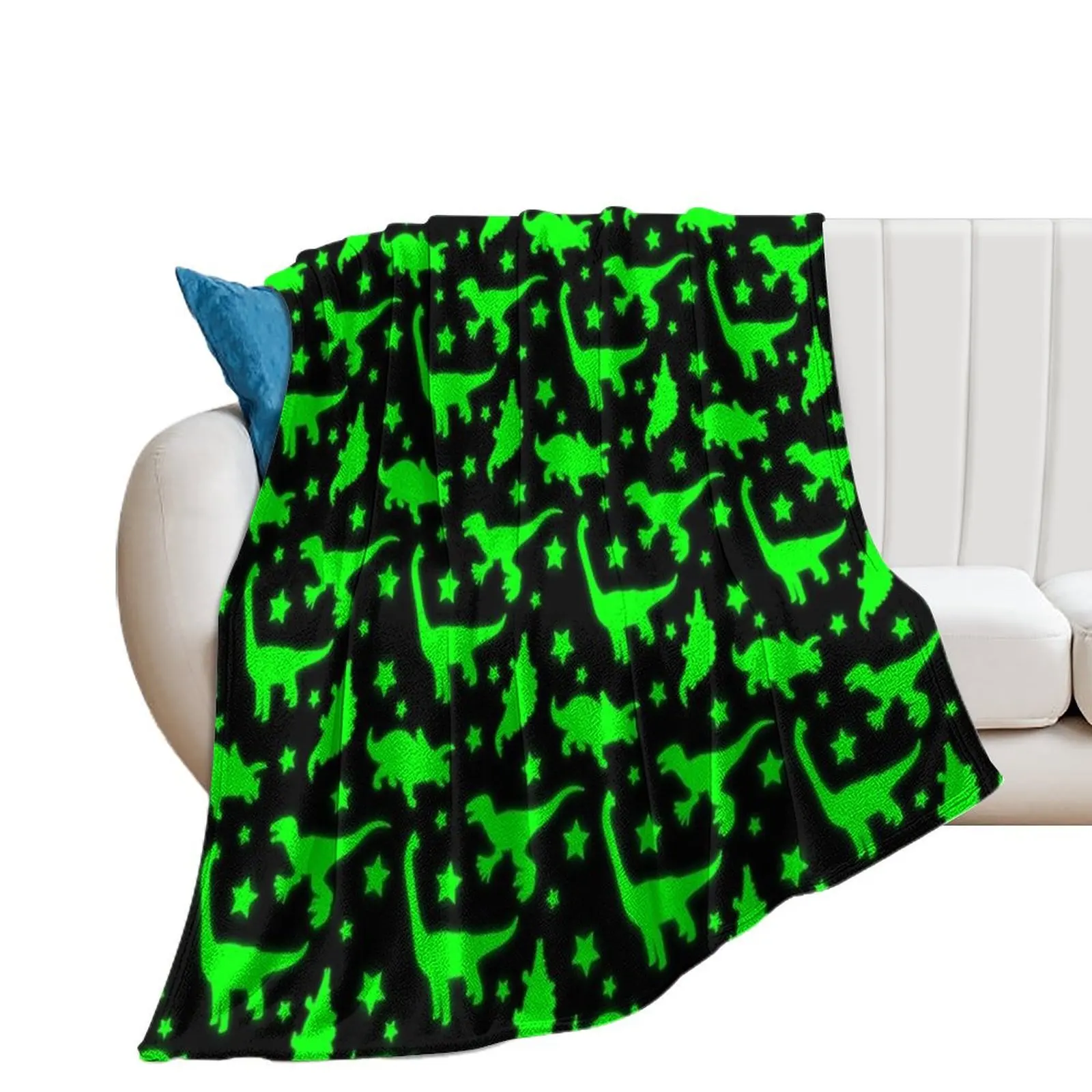 Glowing Dinosaurs (Does not glow in the dark) Throw Blanket Heavy bed plaid halloween Loose Blankets