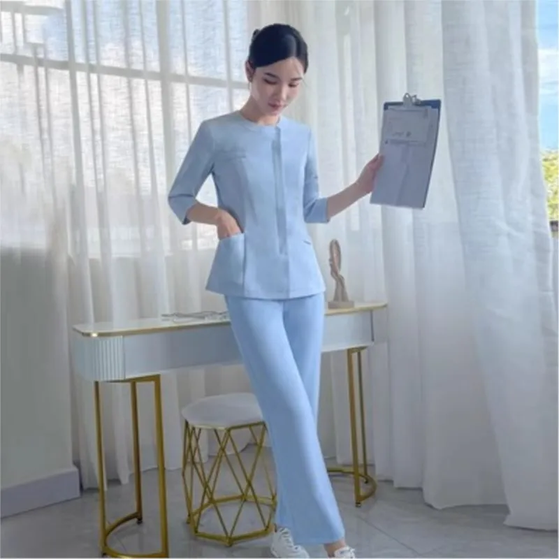 Neue zahn ärztliche Krankens ch wester Uniformen koreanische Lang-/Kurzarm-Peeling-Sets weibliche High-End-Oral Hospital Klinik Zahnarzt Arbeits kleidung Set