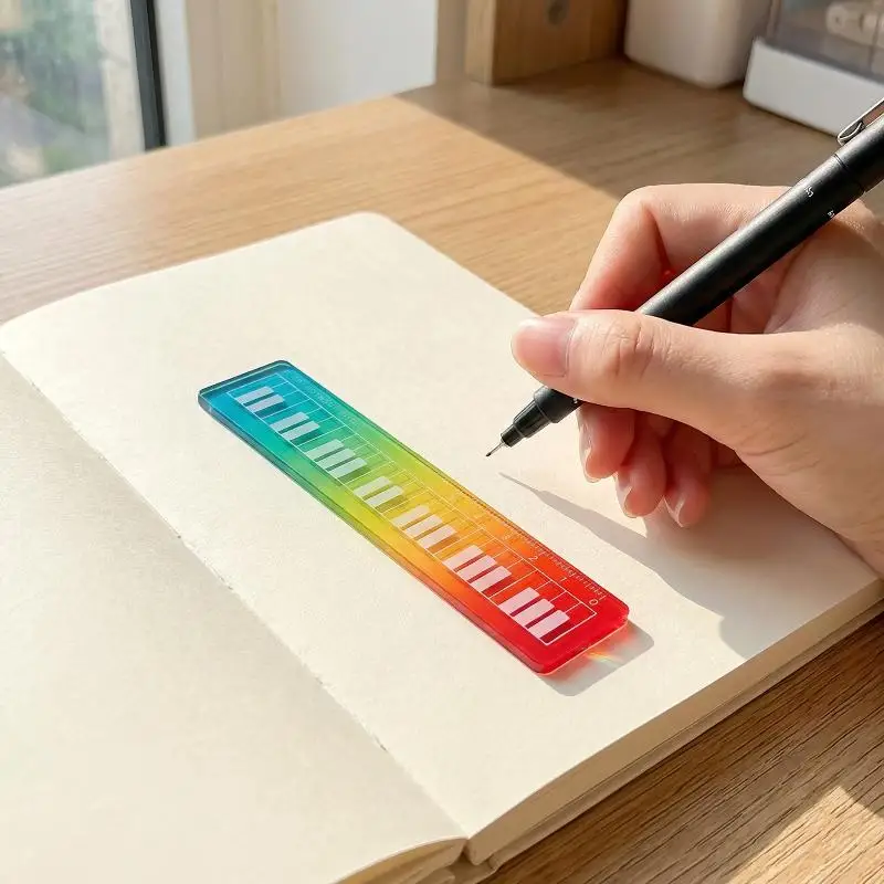 5/10/50pcs Colorful Iridescent Cartoon Palm Ruler Mini Straight Ruler Student Notebook Pocket Portable Gradient Measuring Tool
