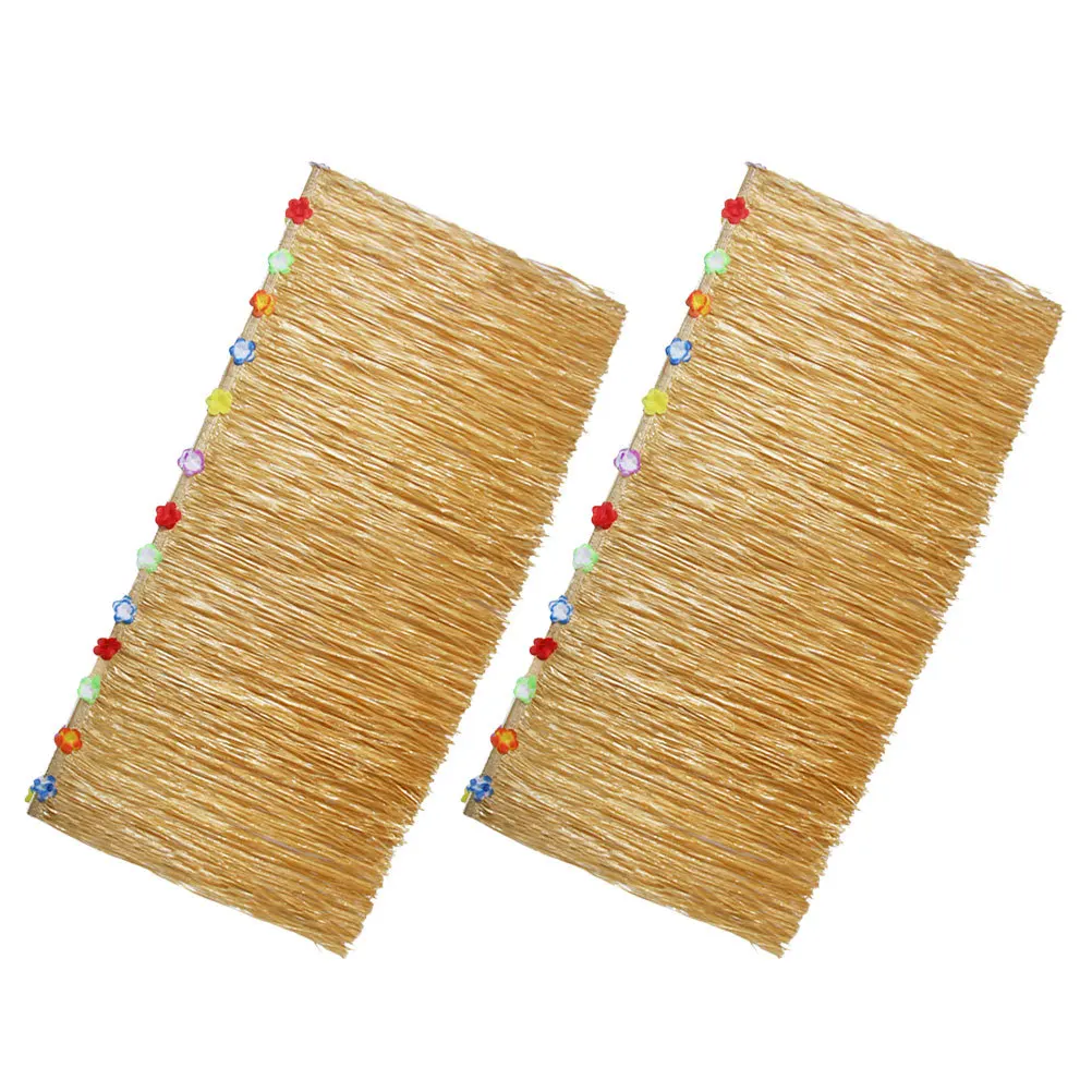 

2Pcs Grass Skirt Decorations Hawaiian Table Skirt Soft PP Fabric Material Large Size for Tropical Party Beach Theme Decorations