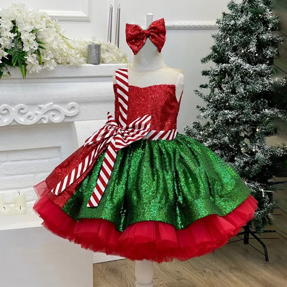 2024 New Year Girls Christmas Dress Kids Cartoon Snowflake Print Dress Baby Winter Snowman Holiday Girl Children Clothing