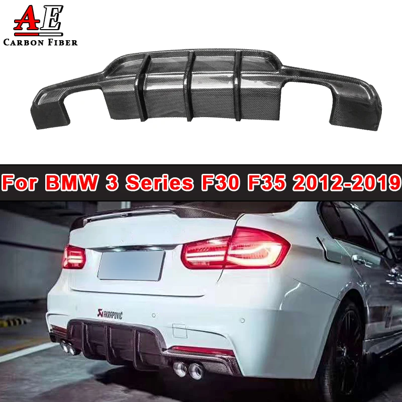 For BMW 3 series F30 F35 2012-2019 Carbon Fiber Rear Bumper Diffuser Spoiler lip Splitter Protector Guard Body Kit