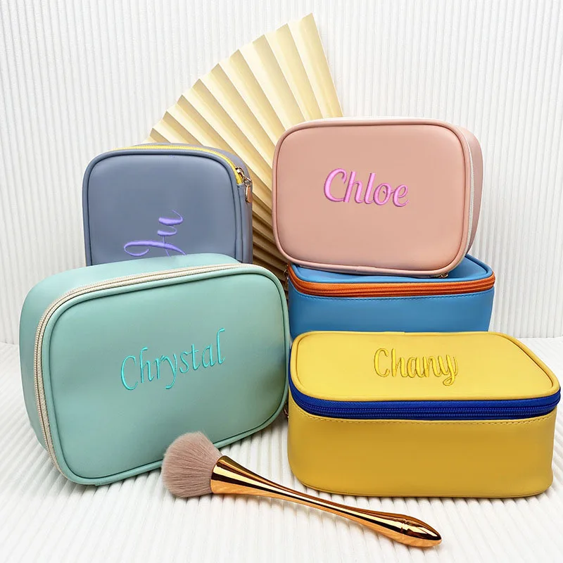 Personalized embroidery new fashion large-capacity cosmetic bag, travel storage bag, zipper bag, creative cosmetic bag