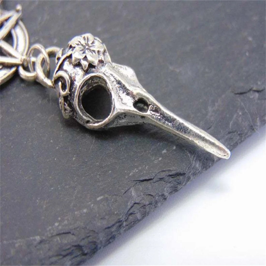 الجمجمة الغراب الجمجمة الطيور رئيس الخماسية نجمة المفاتيح الشرير القوطية هالوين المفاتيح