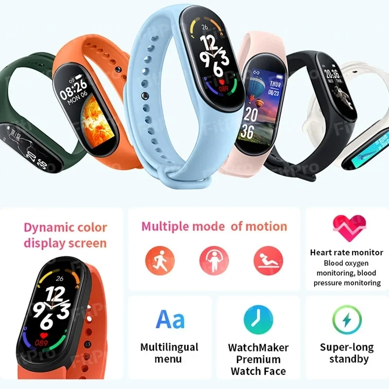 M7 Smart Wristband Heart Rate Blood Pressure Monitoring Smart Watch Men Women Fitness Tracker Watch Waterproof Sports Smartwatch