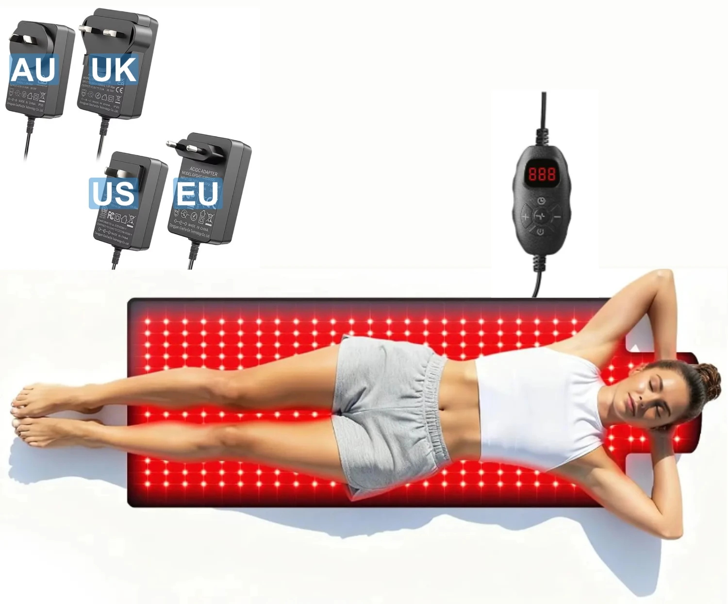Extra Large Red Light Therapy Mat for full Body ,Foldable 480 LEDs 660&850 nm Near Infrared Light Therapy Blanket with Timer