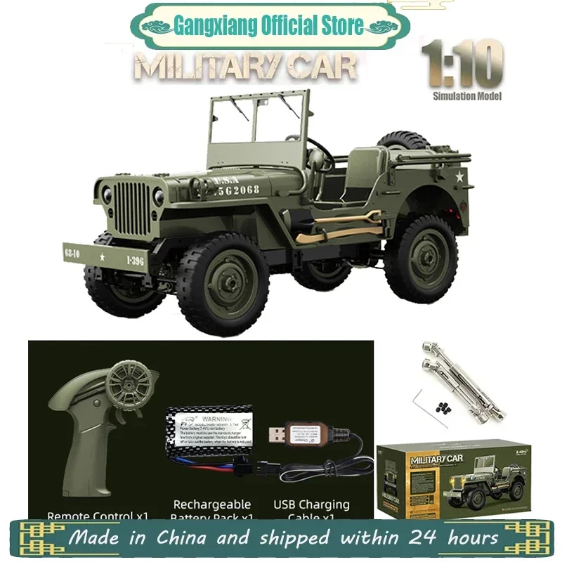 JJRC C8815 RC Car 1:10 Military Truck Willys Jeep 2.4G 4WD Remote Control Car Simulated Vehicle Model Toy Gift for Adult Kids