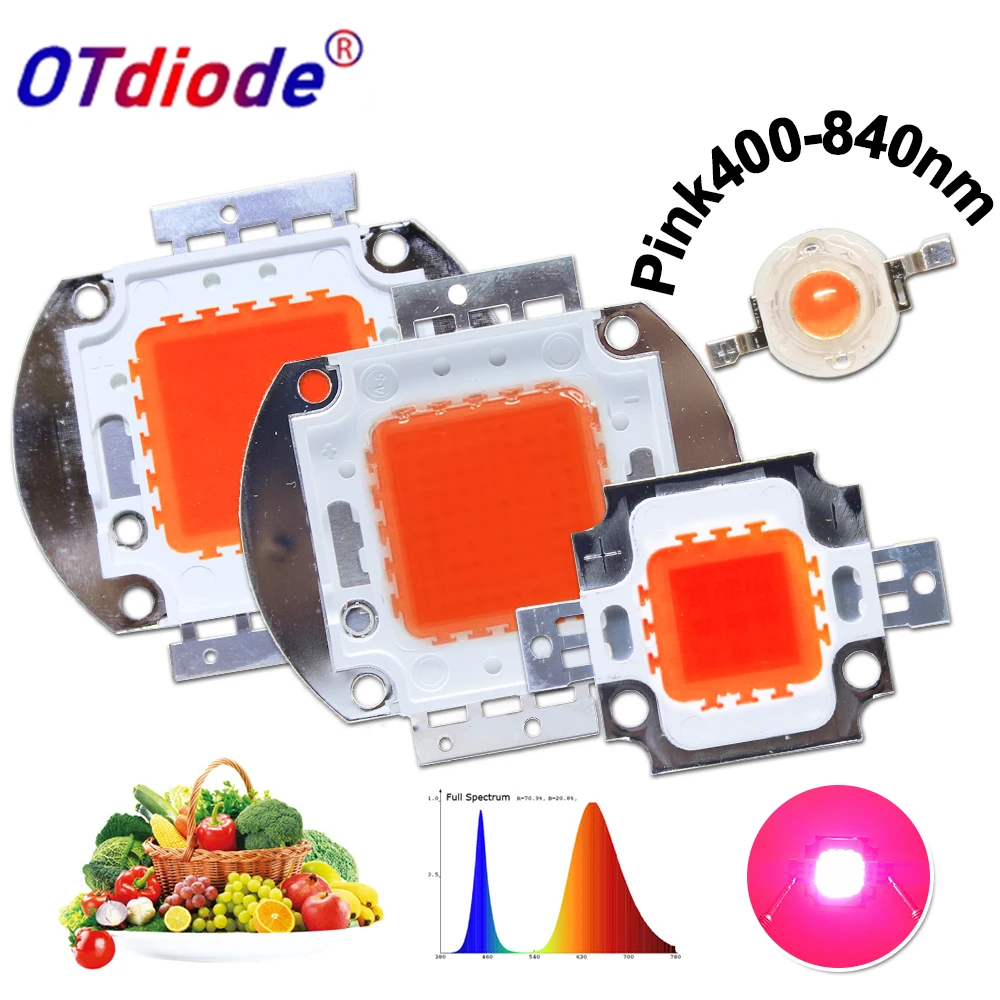 12V 30V LED Plant Grow Light High Power LED Chip Full Spectrum Grow 380-840NM 10W 20W 30W 50W 100W For Light Plant Lamp Bead DIY