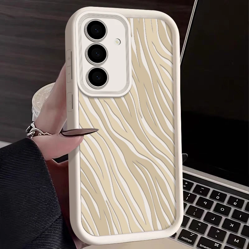 Custodia con motivo a righe Zebra per Samsung Galaxy S24 S23 S22 Ultra S21 S24 FE A14 A15 A34 A35 A53 A54 A55 A25 A16 Cover morbida per telefono