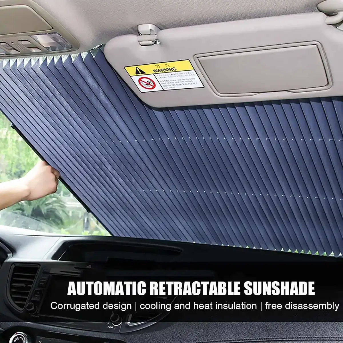 Automatic Car Windshield Retractable Set Folding Car Sunshade Cover Reflective Film Curtains Anti-UV Sun Shade 60cm/70cm/80cm