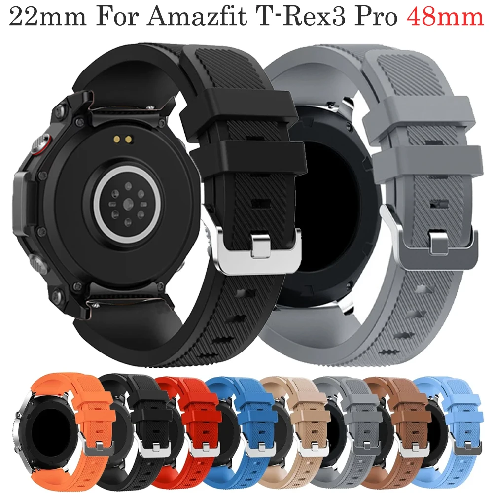 22mm Silicone Strap for Amazfit T-Rex3 Pro 48mm/Cheetah Round/Balance 2/Bip 6 Sports Wristband for COROS PACE 4/APEX 4 42mm Band