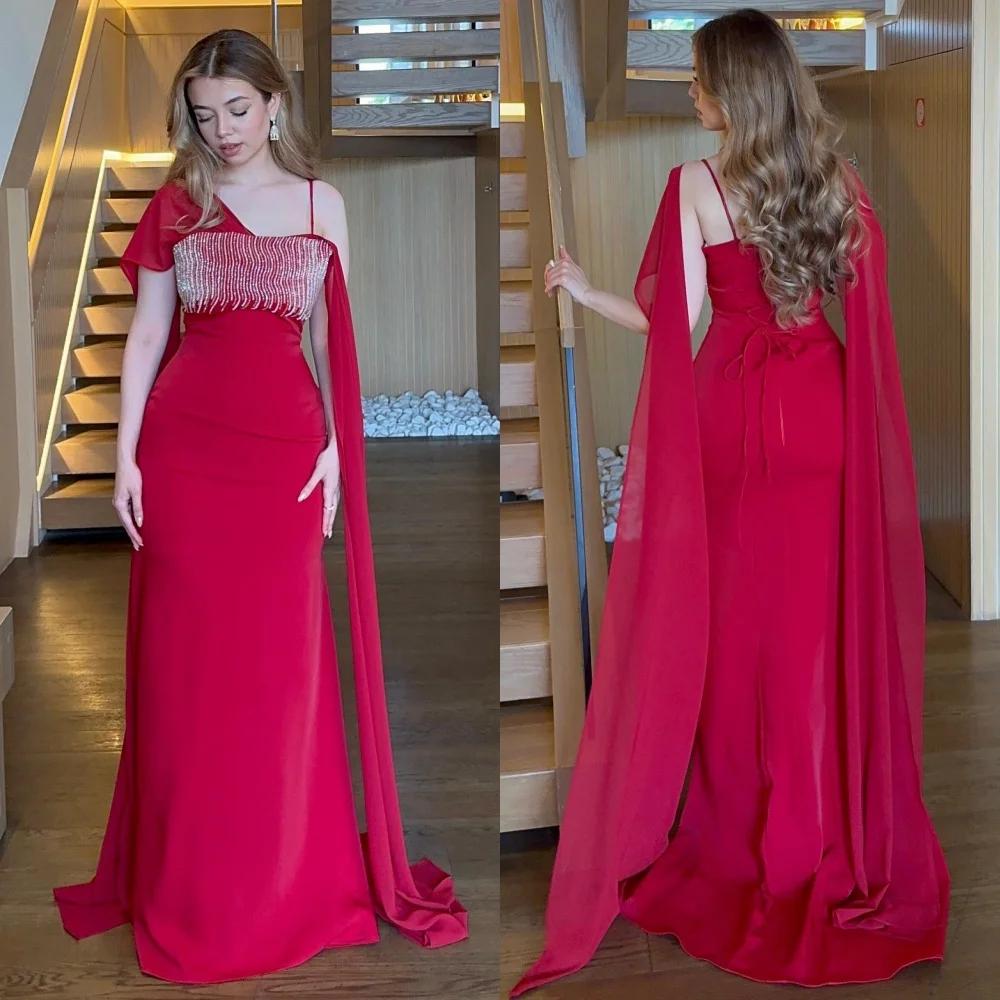 

Customized Exquisite Jersey Pleat Sequined A-line One-shoulder Long Dresses Celebrity High Quality Formal