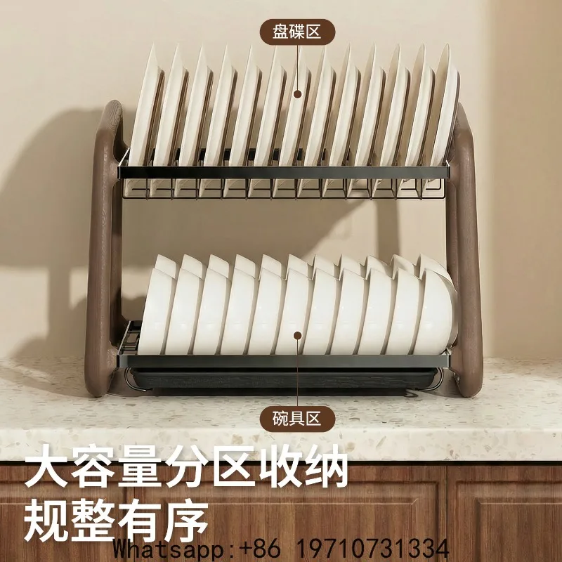Shelf Countertop Bowl and Plate Rack Household Multifunctional Tableware Storage Box Cupboard Storage Drain